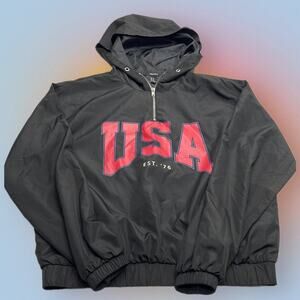 FOREVER 21 / Women’s Medium Black USA Windbreaker Jacket